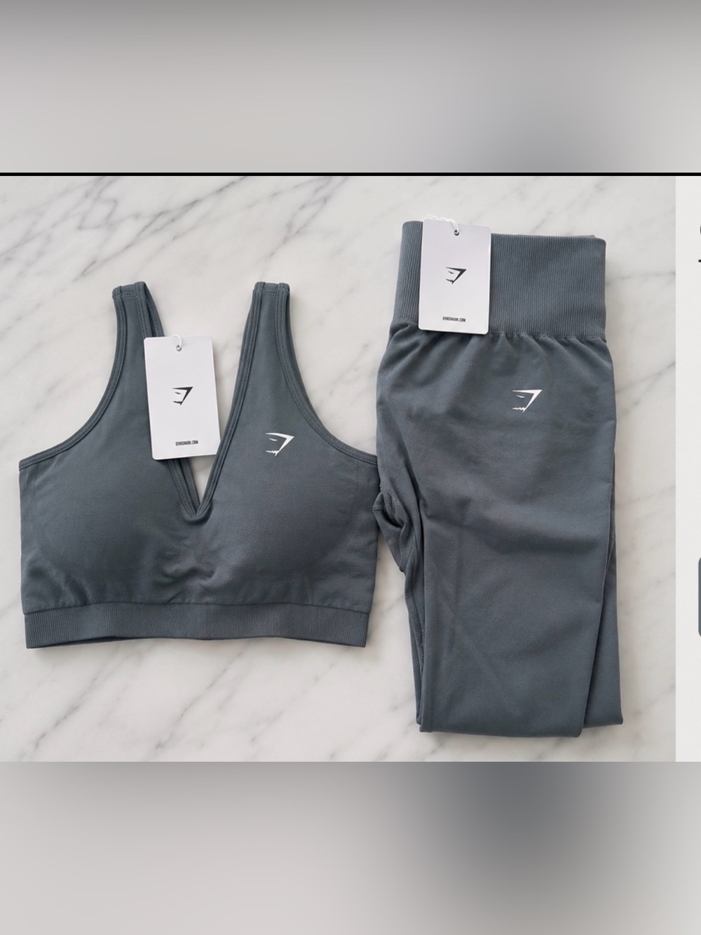 NWT Gymshark Everyday Seamless Set Cargo Teal Leggings + Sports Bra L